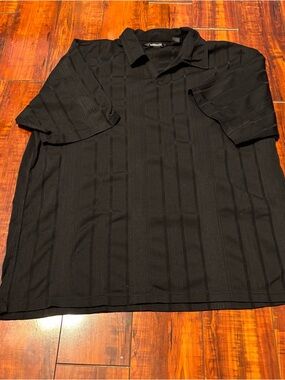 Elliott Black Short-Sleeve  with Subtle Vertical Stripe